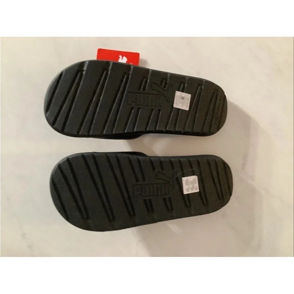 Puma Black and Gold Slide Sandals